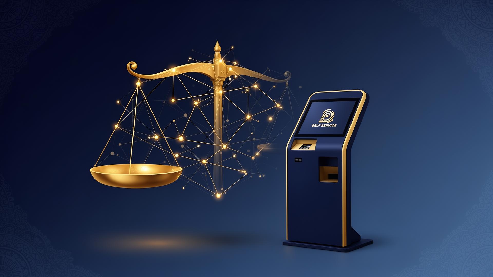 PleaPoint Nexus legal-tech platform with smart kiosk and digital scales of justice